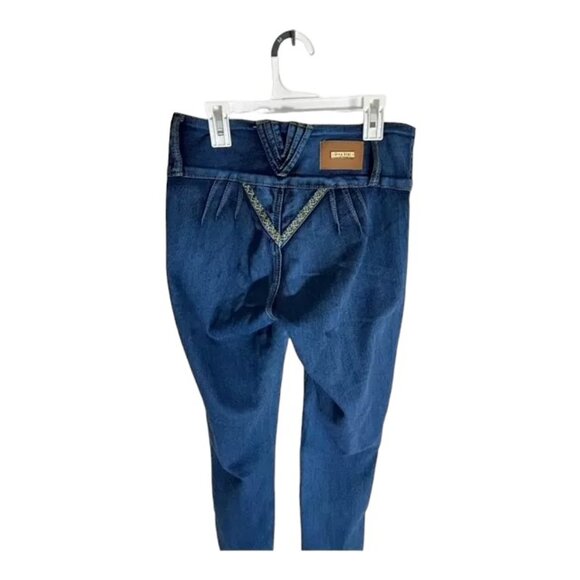 Diva Star Mid Rise Skinny Jeans Women's Juniors Size 5 Blue Med Wash Embroidery - Picture 4 of 7